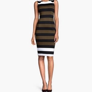 H&M Scuba Striped Pencil Dress Midi